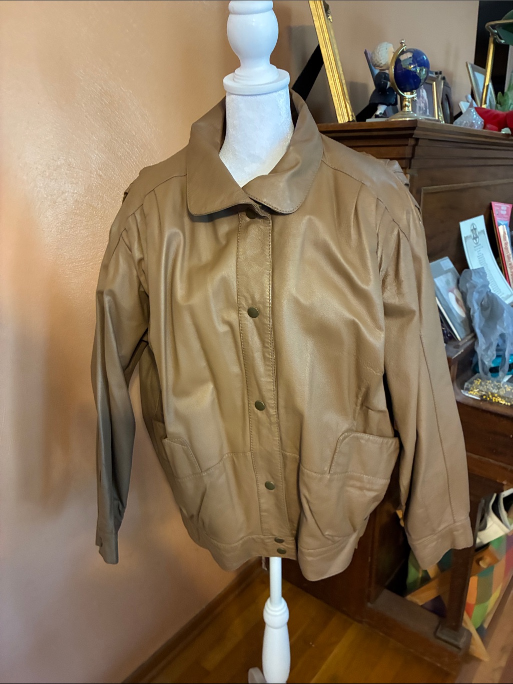 Wilson Tan Leather Snap-Front Jacket
